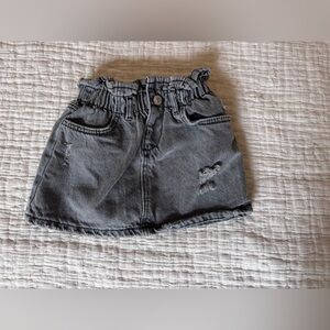 Zara Kids Faded Black Distressed Denim Skirt
